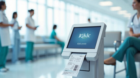 Kiosk for queuing management in an hospital