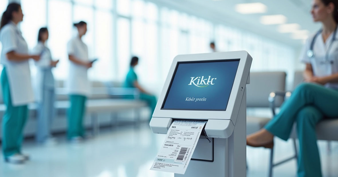 Kiosk for queuing management in an hospital